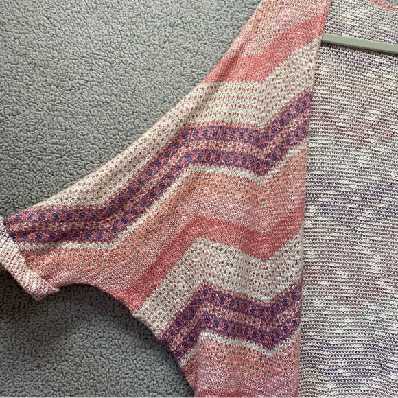 Mudd Multicolor Chevron Knit Open Front Cardigan Sz L - Picture 2 of 7